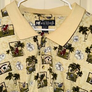 Vintage Big Dogs Polo Shirt Mens 4X AOP Golf All Over Print Palm Tree 90s UAE